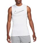 Pánská  Fitness trička Nike Pro v bílé barvě ve velikosti L ve slevě 