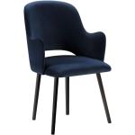 Jídelní židle v tmavě modré barvě v elegantním stylu ze sametu s loketní opěrkou 