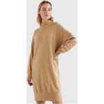 Dámské BIO Pletené šaty Tommy Hilfiger v béžové barvě z bavlny ve velikosti S s vysokým krkem 