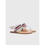 Dámské Kožené sandály Tommy Hilfiger ve smetanové barvě s pruhovaným vzorem z kůže ve velikosti 38 na léto 