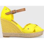 Dámské Sandály na klínku Tommy Hilfiger Basic v žluté barvě z kůže ve velikosti 41 na léto 