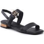 Dámské Kožené sandály Tommy Hilfiger v černé barvě z kůže ve velikosti 39 ve slevě na léto 