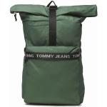 Pánské Městské batohy Tommy Hilfiger Essentials v zelené barvě z džínoviny s rolovacím uzavíráním 