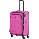 Textilní kufry Travelite v růžové barvě z látky na čtyřech kolečkách o objemu 66 l 