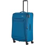 Pánské Textilní kufry Travelite v modré barvě z látky na čtyřech kolečkách 
