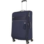 Textilní kufry Travelite v námořnicky modré barvě v elegantním stylu z látky na čtyřech kolečkách o objemu 90 l 