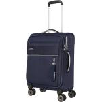 Textilní kufry Travelite v námořnicky modré barvě v elegantním stylu z látky na čtyřech kolečkách o objemu 35 l 