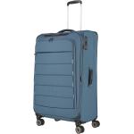Pánské Textilní kufry Travelite v modré barvě z látky na čtyřech kolečkách o objemu 98 l 