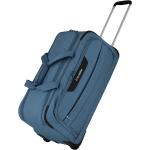 Textilní kufry Travelite v modré barvě s vnější kapsou o objemu 63 l 