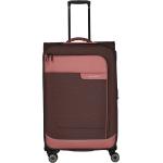 Textilní kufry Travelite v pudrové barvě z látky na čtyřech kolečkách 
