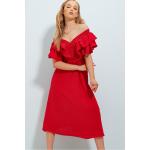 Dámské Denní šaty v červené barvě sportovní z polyesteru ve velikosti L s krátkým rukávem ve slevě na jaro 