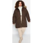 Dámské Kabáty s kapucí Trendyol v khaki barvě z polyesteru ve velikosti XXL ve slevě plus size 