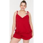 Dámská  Pyžama Trendyol v červené barvě z bavlny ve velikosti 10 XL ve slevě plus size 