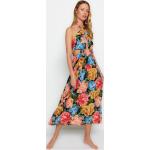 Dámské Plážové šaty Trendyol v hnědé barvě s květinovým vzorem z bavlny maxi ve slevě 