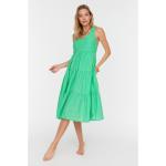 Trendyol Green Back Detailed Linen Look Beach Dress