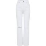 Dámské Roztrhané džíny Trendyol v bílé barvě z bavlny ve slevě 
