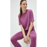 Dámské Designer Volné topy Calvin Klein PERFORMANCE ve fialové barvě z polyesteru ve velikosti L s krátkým rukávem 