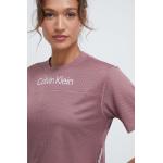 Dámské Designer Topy Calvin Klein PERFORMANCE v růžové barvě z polyesteru ve velikosti L s krátkým rukávem 