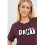 Dámské Designer Topy s potiskem DKNY ve fialové barvě ve velikosti L s krátkým rukávem 