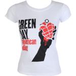 Dámská  Trička s potiskem v bílé barvě z bavlny ve velikosti M  strečová  s motivem Green Day ve slevě 