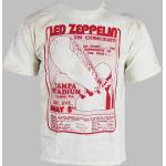Pánská  Trička s potiskem v bílé barvě s batikovaným vzorem z bavlny ve velikosti XXL s motivem Led Zeppelin plus size 