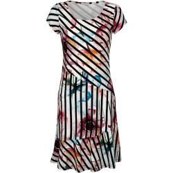 Tričkové šaty s hezkým mixem vzorů Alba Moda Bílá/Růžová