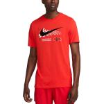 Pánská  Trička na běhání Nike v červené barvě ve velikosti L s krátkým rukávem ve slevě 