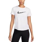 Dámská  Trička na běhání Nike Swoosh v bílé barvě ve velikosti L s krátkým rukávem 