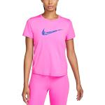 Dámská  Trička na běhání Nike Swoosh v růžové barvě ve velikosti L s krátkým rukávem ve slevě 