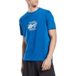 Pánská  Fitness trička Reebok v modré barvě ve velikosti M s krátkým rukávem ve slevě 