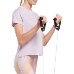 Dámská  Fitness trička Reebok Workout ve fialové barvě z viskózy ve velikosti L s krátkým rukávem ve slevě 