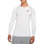 Pánská  Fitness trička Nike Pro v bílé barvě s dlouhým rukávem ve slevě 