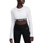 Dámská  Fitness trička Nike Pro v bílé barvě z polyesteru ve velikosti L s dlouhým rukávem ve slevě 