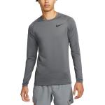 Pánská  Fitness trička Nike Pro v šedé barvě s dlouhým rukávem ve slevě 