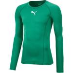 Pánská  Funkční trička Puma Liga v zelené barvě s dlouhým rukávem  strečová  ve slevě 