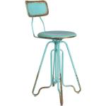 Barové židle Dutchbone v tyrkysové barvě ve vintage stylu s nohami lakované 