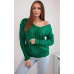 Dámské Pletené svetry v zelené barvě ve velikosti Onesize s dlouhým rukávem 