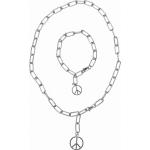 Urban Classics / Y Chain Peace Pendant Necklace And Bracelet silver