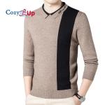 Pánské Pletené svetry v khaki barvě v ležérním stylu ve velikosti 3 XL s dlouhým rukávem plus size 