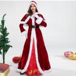 Dámské Denní šaty v červené barvě ze syntetiky ve velikosti XXL s dlouhým rukávem s kapucí vánoční na zimu plus size 