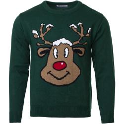 Vánoční svetr se sobem Reindeer tmavě zelený S