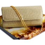 Dámské Plesové kabelky ve zlaté barvě v lakovaném stylu z hladké kůže s flitry Svatební hosté 