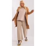 Dámské Dlouhé svetry FashionHunters ve velbloudí barvě v ležérním stylu ve velikosti XXL ve slevě plus size 