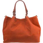 Kožené kabelky v oranžové barvě v moderním stylu z kůže 