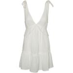 Dámské Letní šaty VERO MODA v bílé barvě ve velikosti XL bez rukávů s výstřihem do V s volány ve slevě 