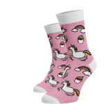 Dámské Ponožky v růžové barvě v moderním stylu ve velikosti XL s motivem Meme / Theme Jednorožec ve slevě 
