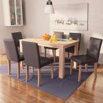 Jídelní stoly VidaXL v hnědé barvě v moderním stylu z koženky 