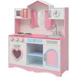 vidaXL Dětská kuchyňka dřevěná 82x30x100 cm růžovo-bílá