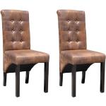 Jídelní židle VidaXL v hnědé barvě z koženky 2 ks v balení 