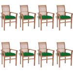Zahradní židle VidaXL v zelené barvě v contemporary stylu z teaku stohovatelné 8 ks v balení 